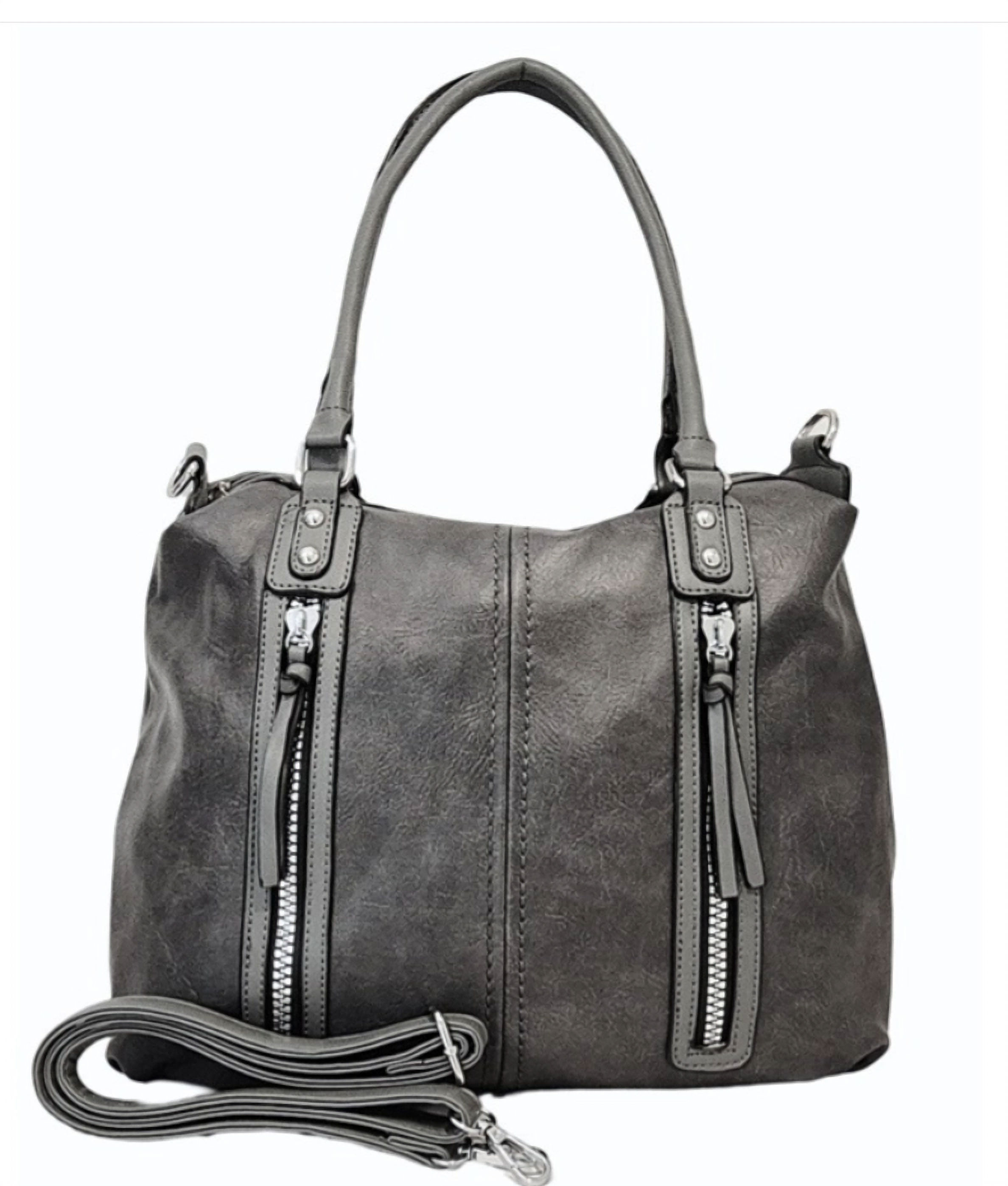 Gray handbag with two zippers and strap, a stylish shoulder bag, BACKCOUNTRY GIFTS