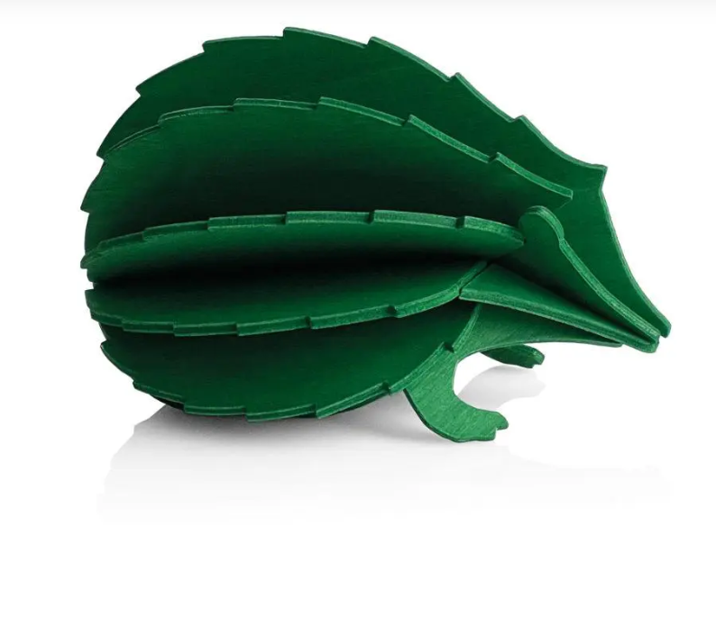 Thumbnail: Green, three-dimensional hedgehog decoration with layered design standing sideways. BACKCOUNTRY GIFTS