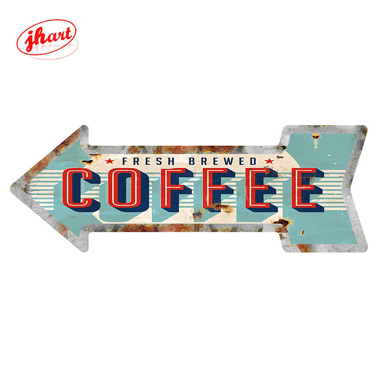 Thumbnail: Vintage arrow sign pointing left with the words FRESH BREWED COFFEE