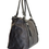 Thumbnail: Black leather handbag with silver zippers and handles on white background.