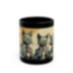Corporate zombie cats drinking cups of hot blood Halloween mug by Heartstoppers.
