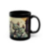 Corporate zombie cats drinking cups of hot blood Halloween mug by Heartstoppers.