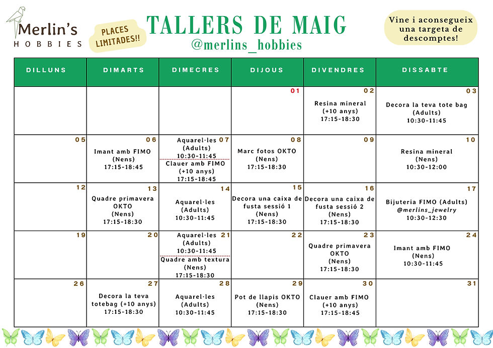 Calendari tallers