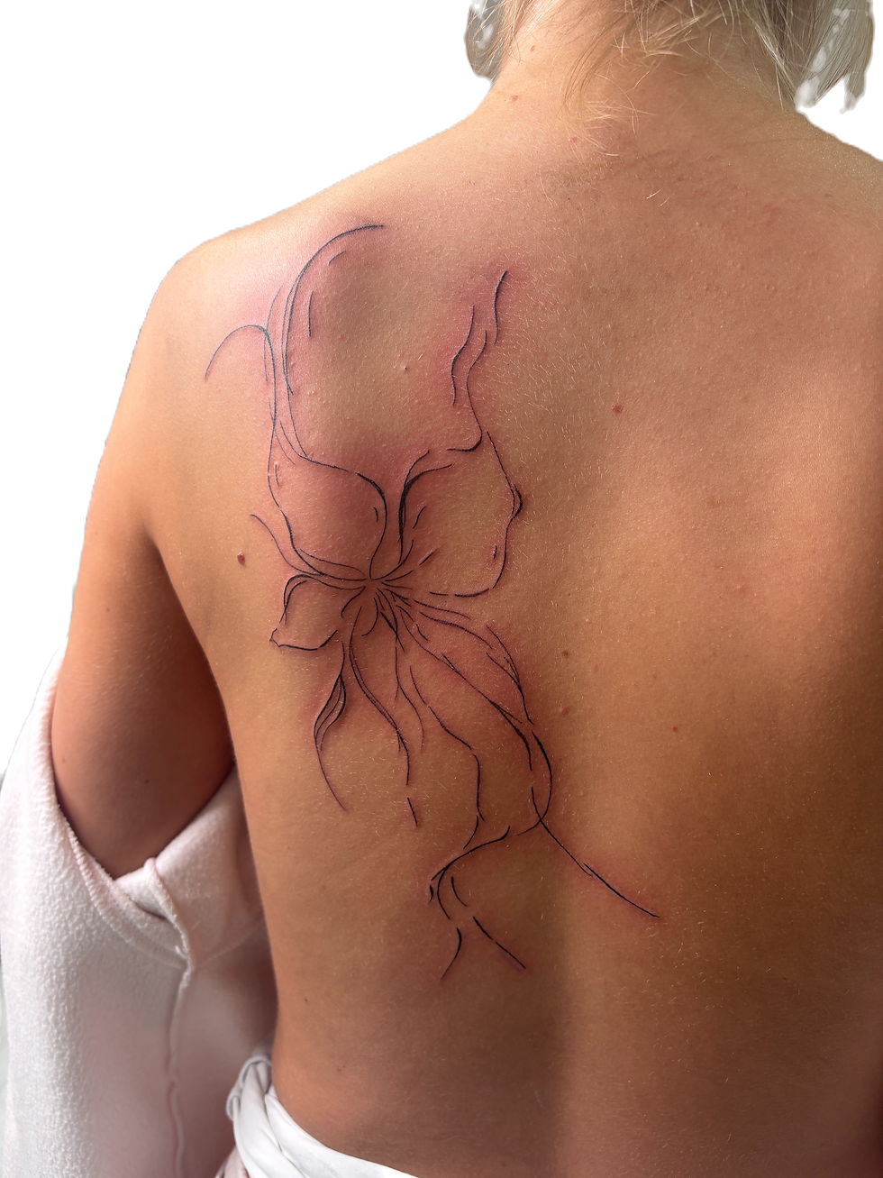 Fine Line Back Tattoo