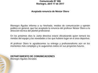 Néstor Otero deja Rionegro Águilas