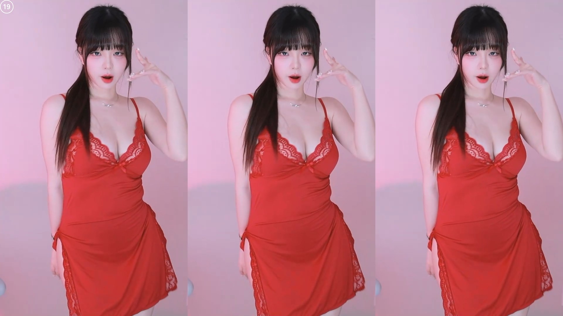 빨간원피스 러아 은꼴 옆트임 슴부먼트