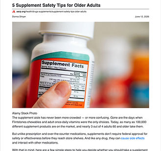 AARP article on supplement safety by Donna Shryer