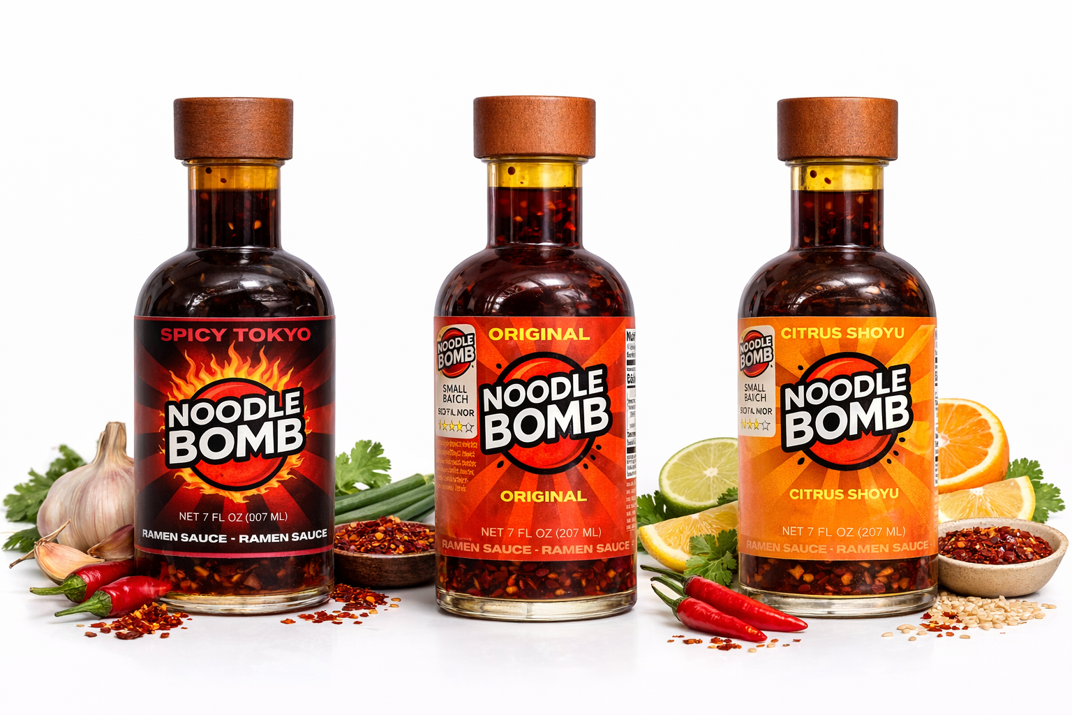 Flavor-packed Noodle Bomb ramen sauces.png