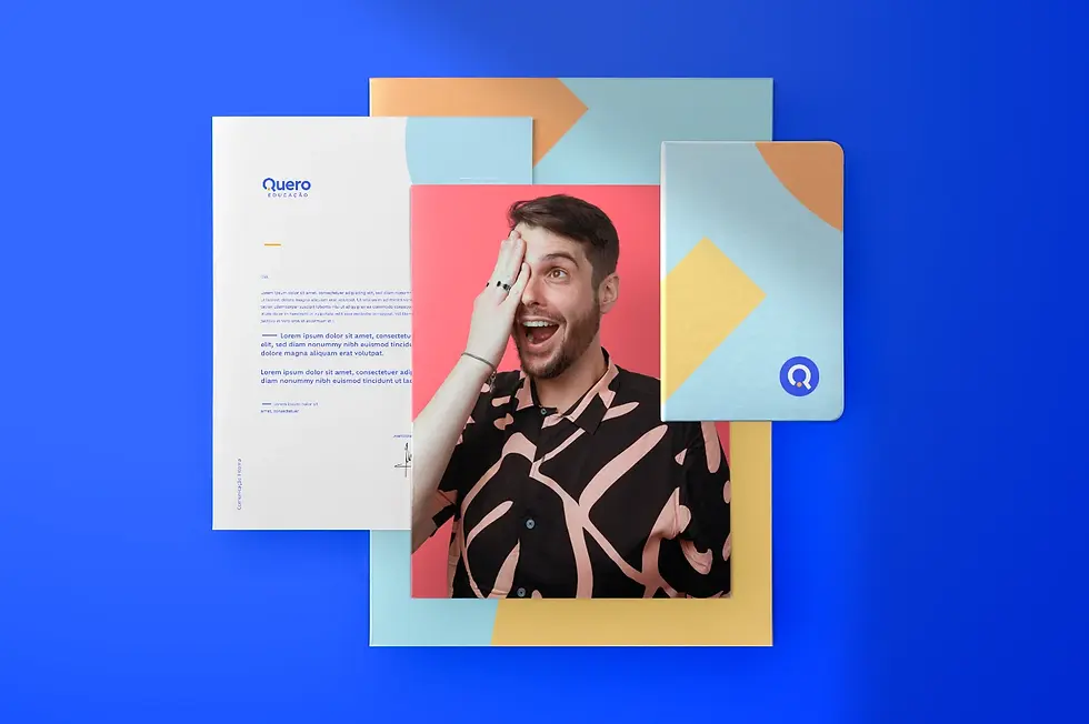 Papel de carta institucional com rapaz cobrindo um dos olhos com uma das mãos