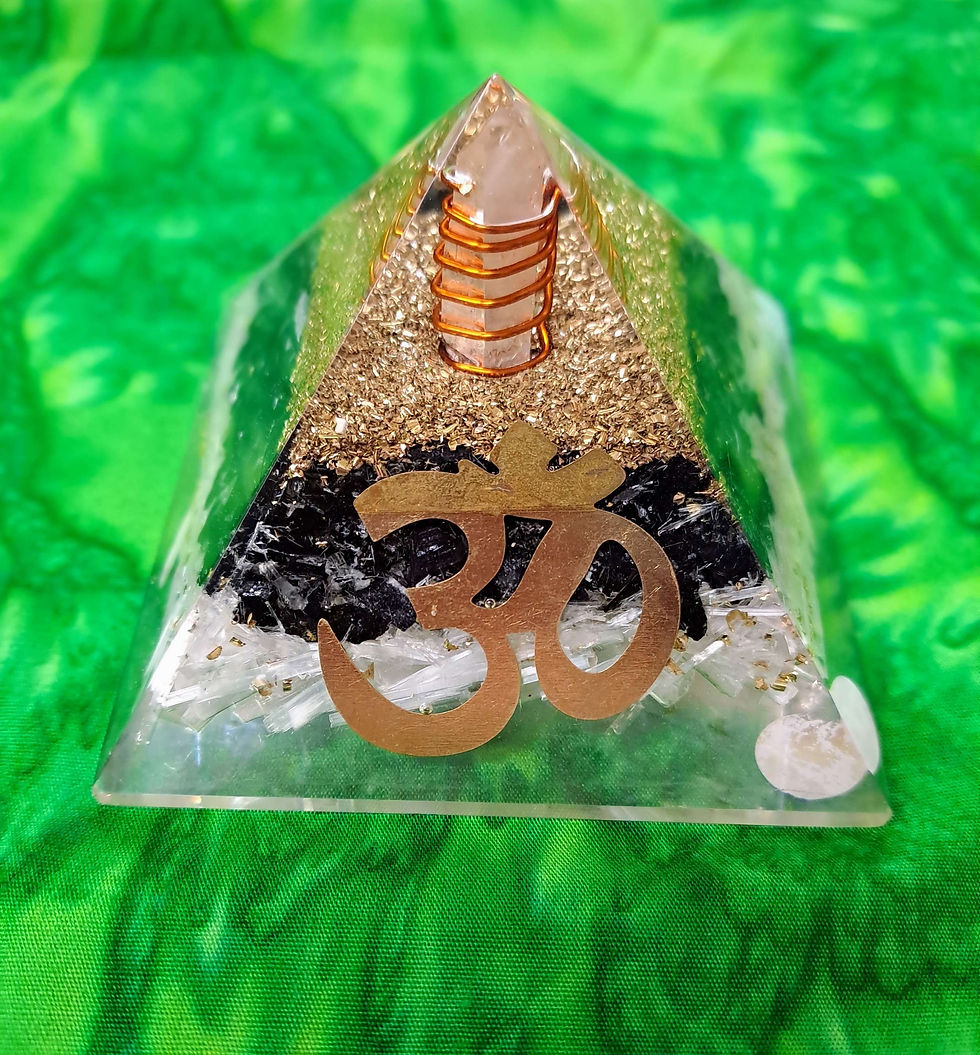 Black Tourmaline & Selenite Orgone Generator Pyramid