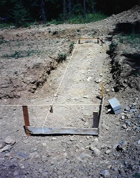 Using batter boards and strings to lay out the building walls