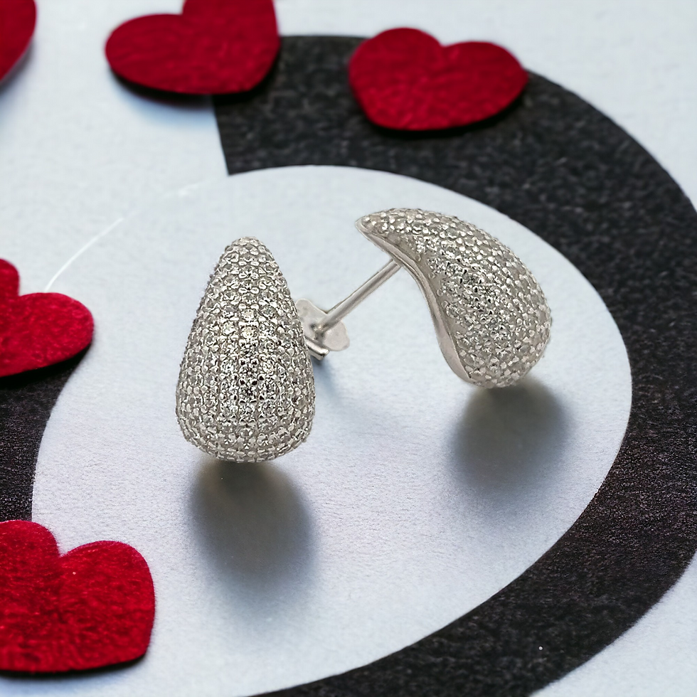 Thumbnail: Sterling Silver Melon Seeds Shape with Simulated Diamond Earrings for Women