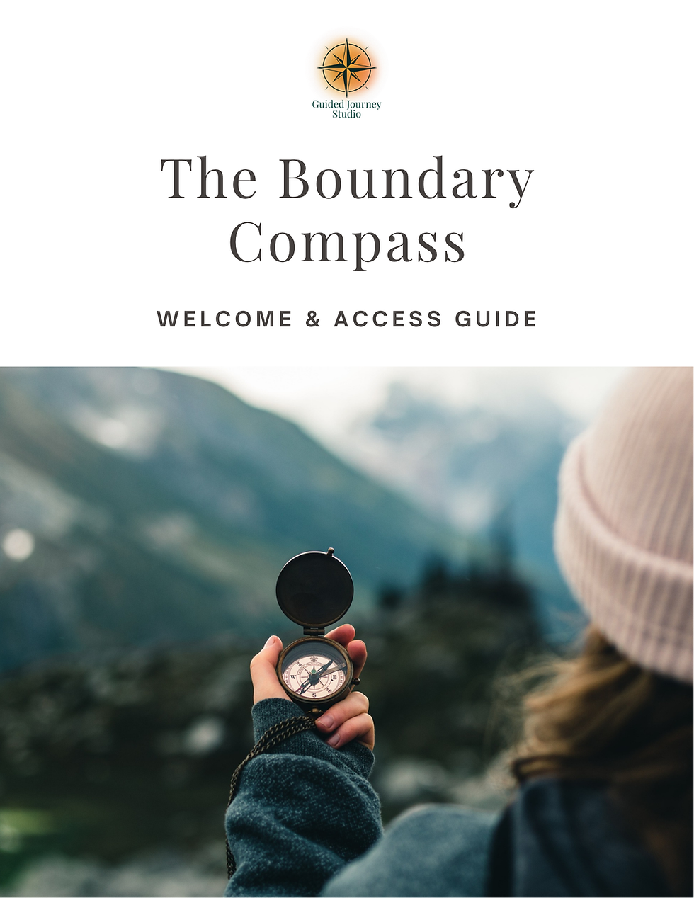 The cover of the Boundary Compass Welcome & Access Guide features a photo of a person holding a compass, facing away from the camera towards the mountains.