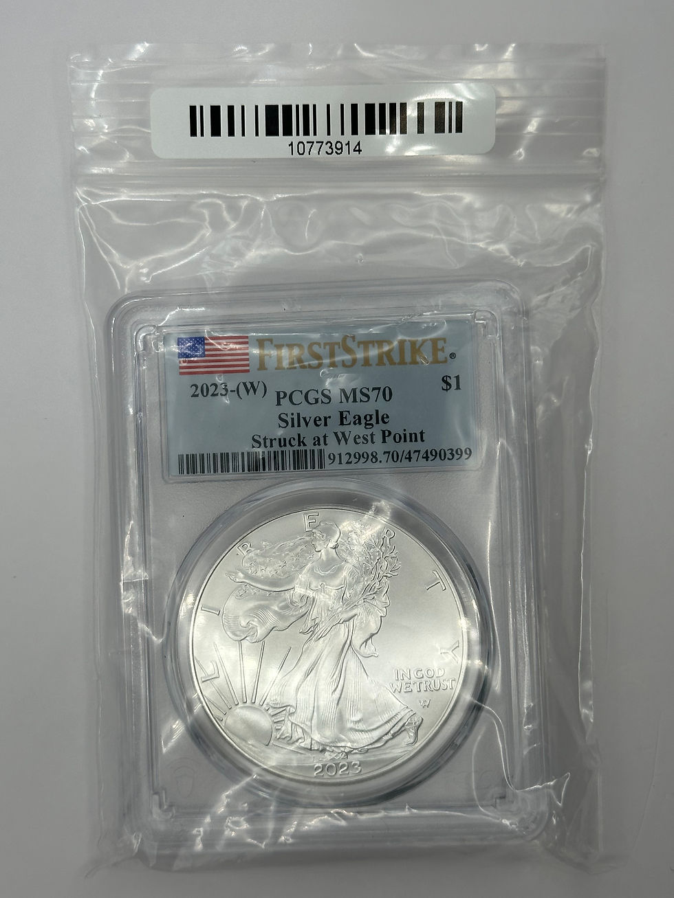 Thumbnail: 2023 (W) $1 American Silver Eagle PCGS MS70 FS Flag Label
