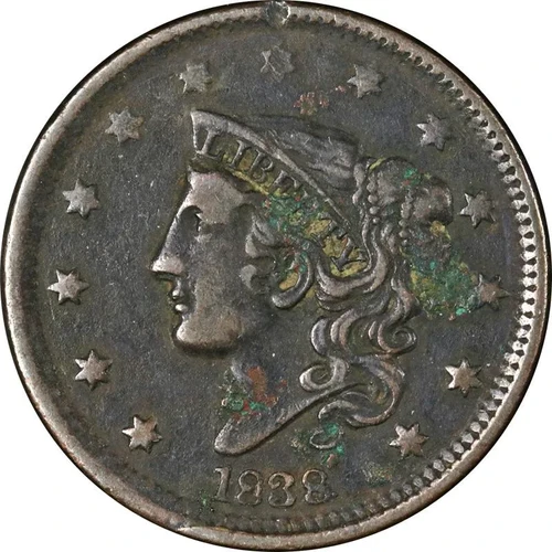 1838 Coronet Large Cent BN - Ungraded VF-XF | Banjos For