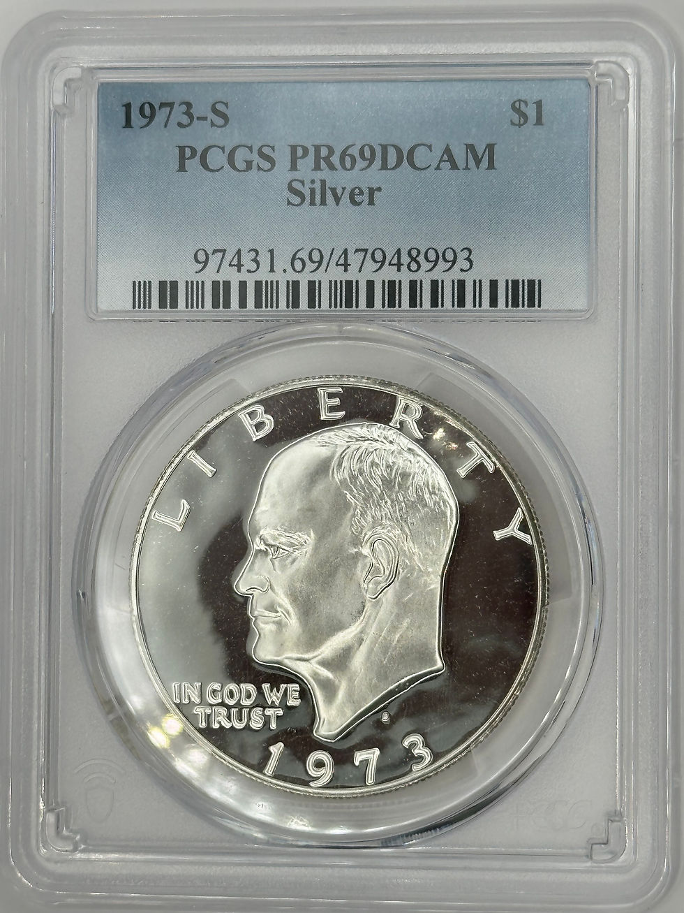 Thumbnail: 1973 S Eisenhower Dollar PCGS PR69 DCAM - SILVER