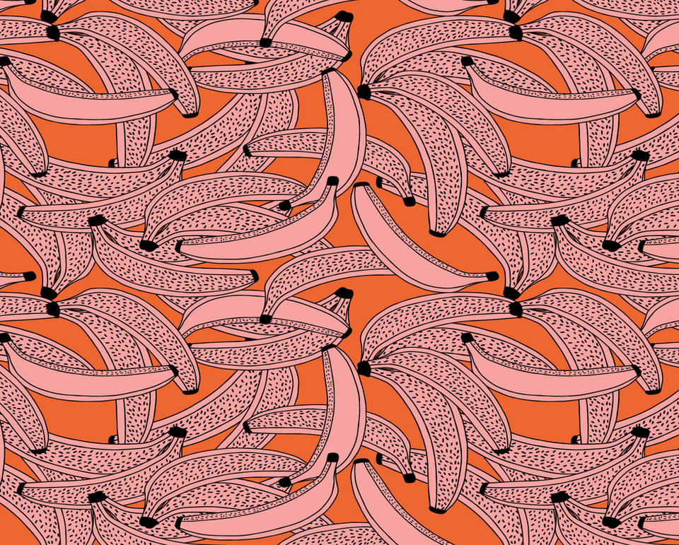 Going Bananas pink and orange pattern