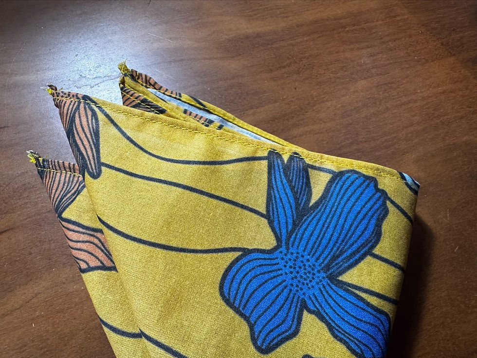 4 sides of rolled hems complete.