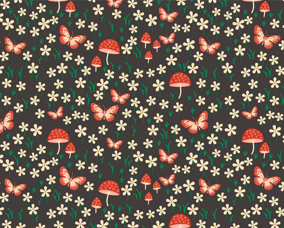 Sweet mushroom and butterfly pattern