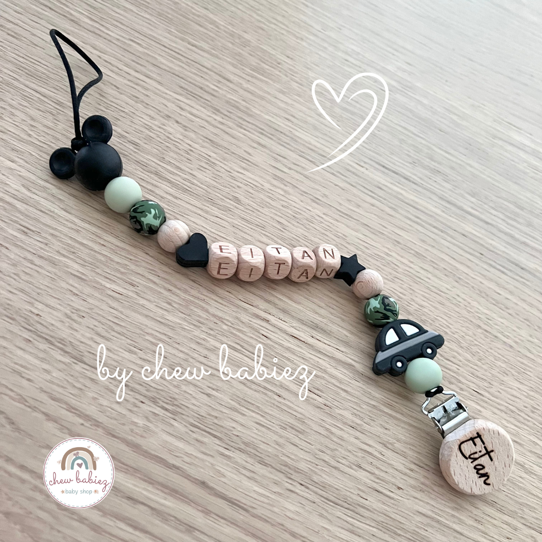 Chew Babiez | מחזיק מוצץ עם שם | שרשרת למוצץ