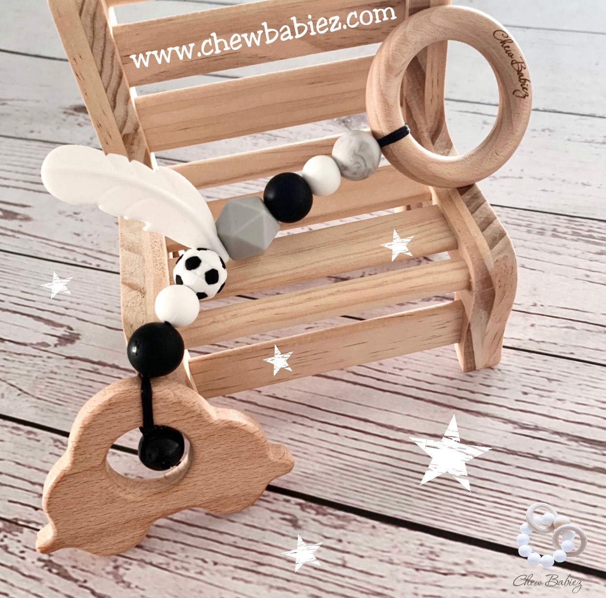 נשכן לתינוק | התפתחות התינוק | מחזיק מוצץ | צעצוע עגלה | Chew Babiez