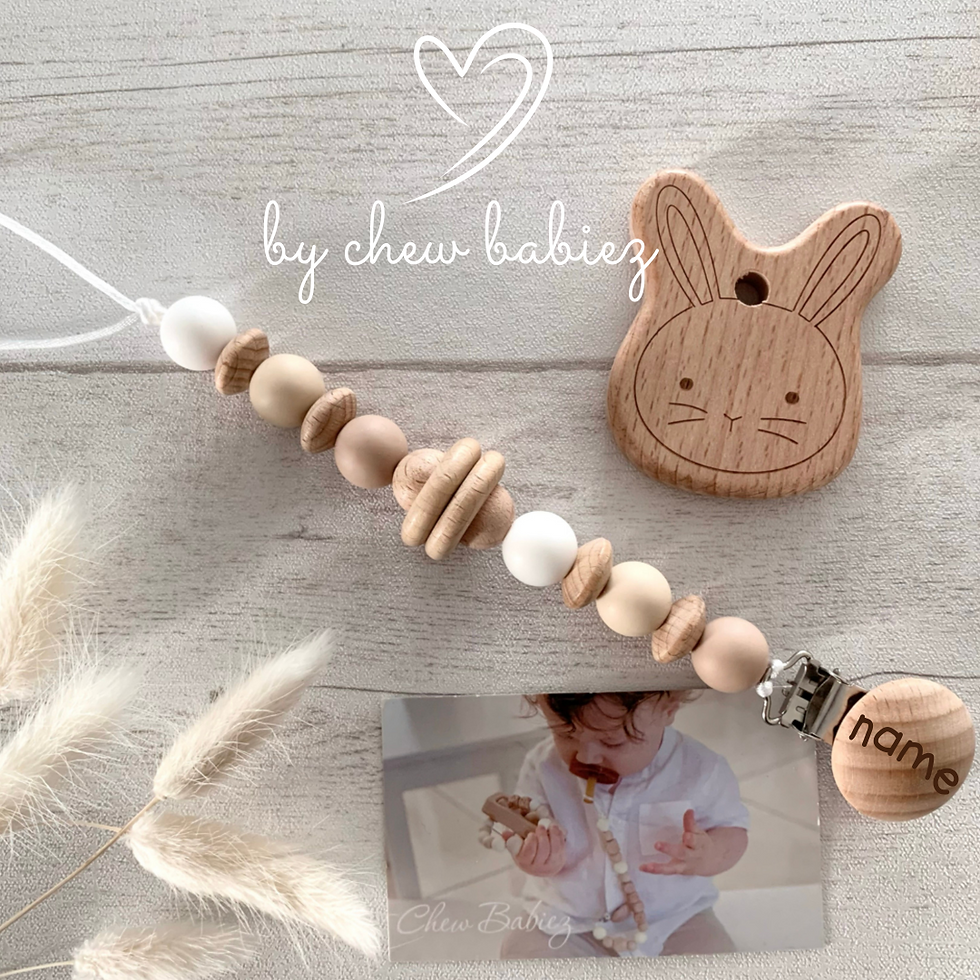 תמונה ממוזערת: מיני מחזיק מוצץ עץ וסיליקון