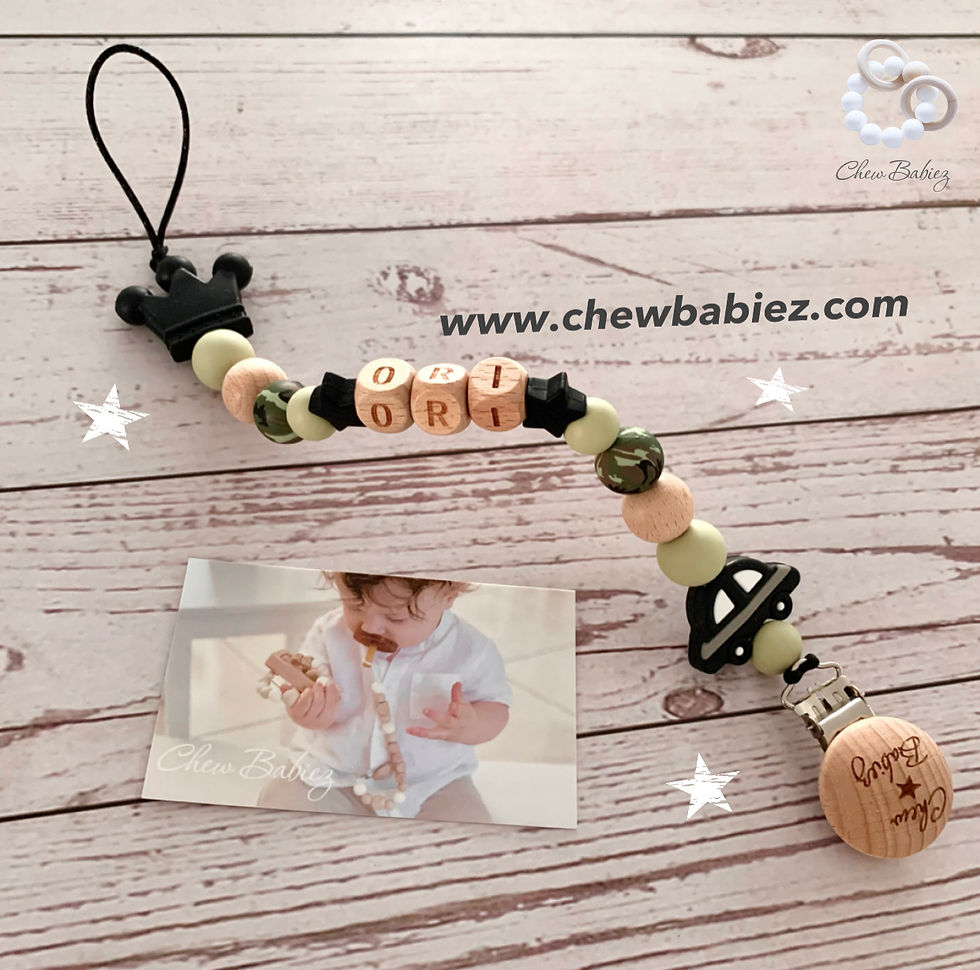 תמונה ממוזערת: Chew Babiez | מחזיק מוצץ עם שם | שרשרת למוצץ