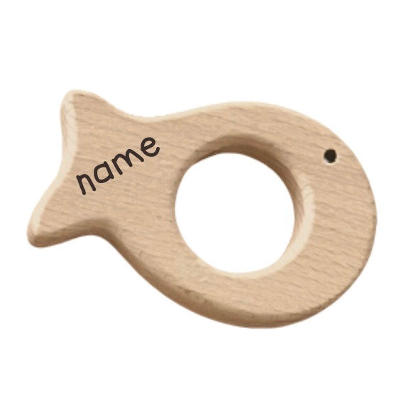 תמונה ממוזערת: רעשן נשכן טבעת מעץ וסיליקון דגם בייביז