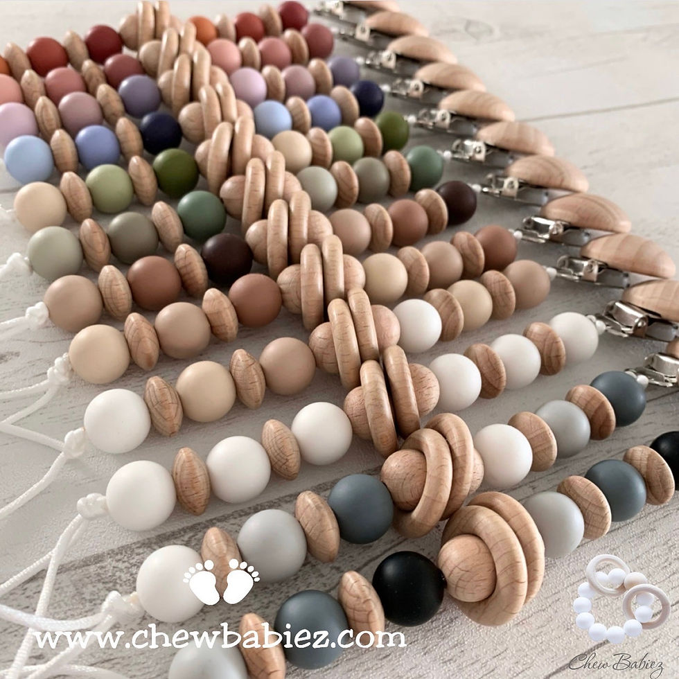 תמונה ממוזערת: מיני מחזיק מוצץ עץ וסיליקון