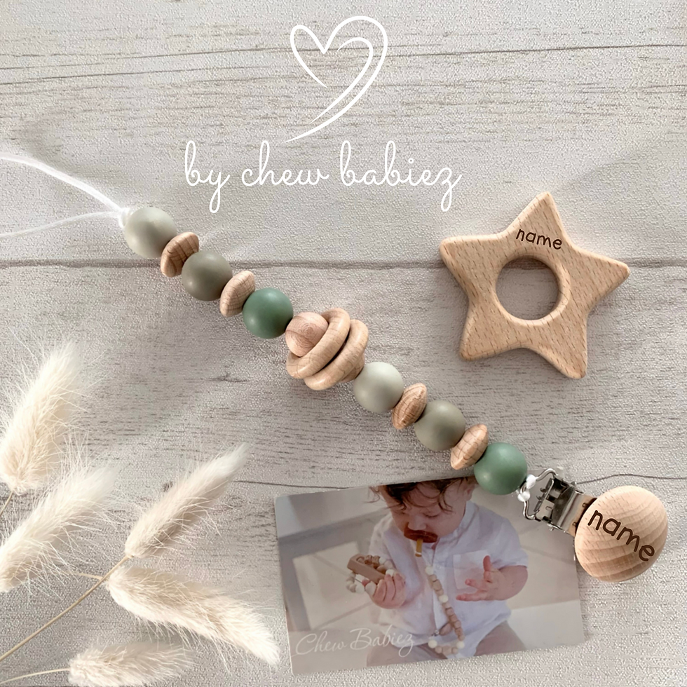 מיני מחזיק מוצץ עץ וסיליקון | תופסן למוצץ