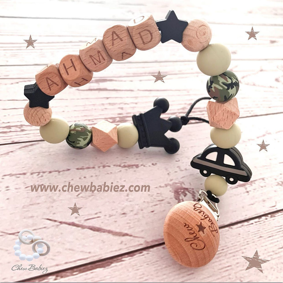 Chew Babiez | מחזיק מוצץ עם שם | שרשרת למוצץ