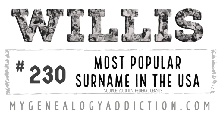 Willis, ranked 230th among the most common surnames in the USA