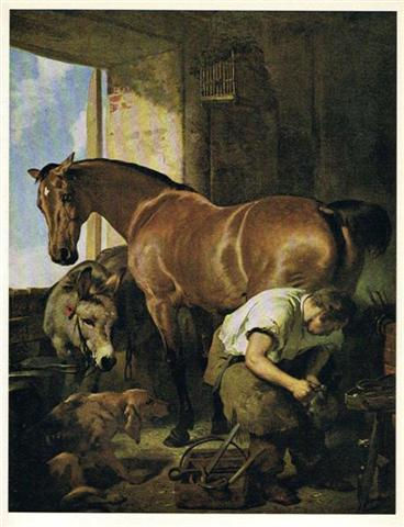 SHOEING THE BAY MARE