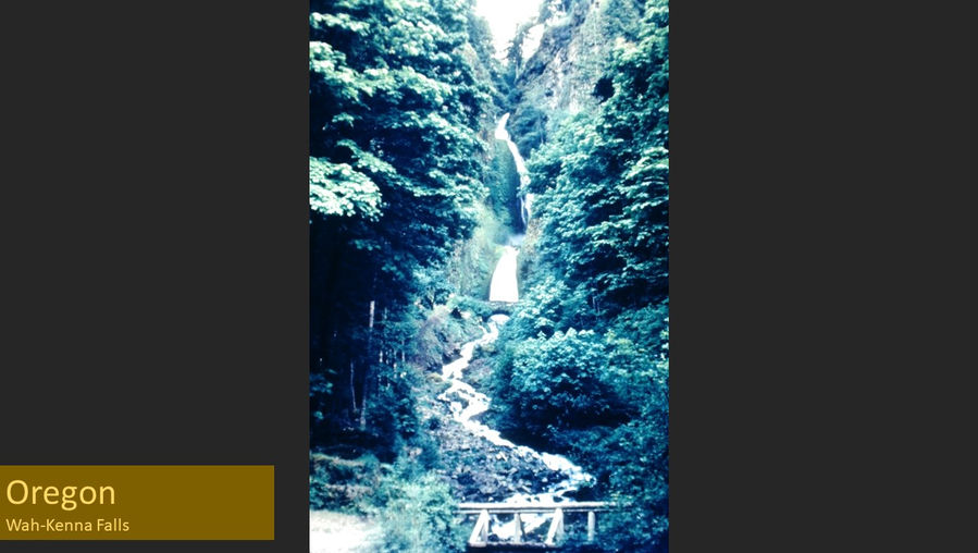 Wah-Keena Falls, Vacation Films Duplicate, Hollywood 29, Calif. (typed) vintage photo slide