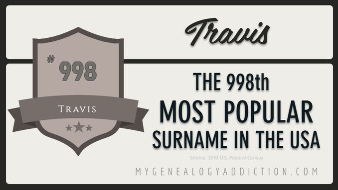 Travis, ranked 998th among the most common surnames in the USA