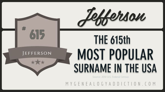 Jefferson, ranked 615th among the most common surnames in the USA