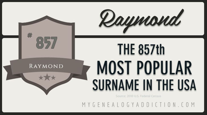 Raymond, ranked 857th among the most common surnames in the USA