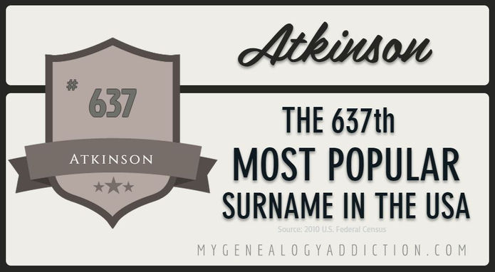 Atkinson, ranked 637th among the most common surnames in the USA
