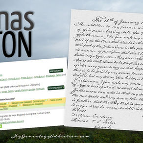 The birth of Jonas Eaton, immigrant ancestor