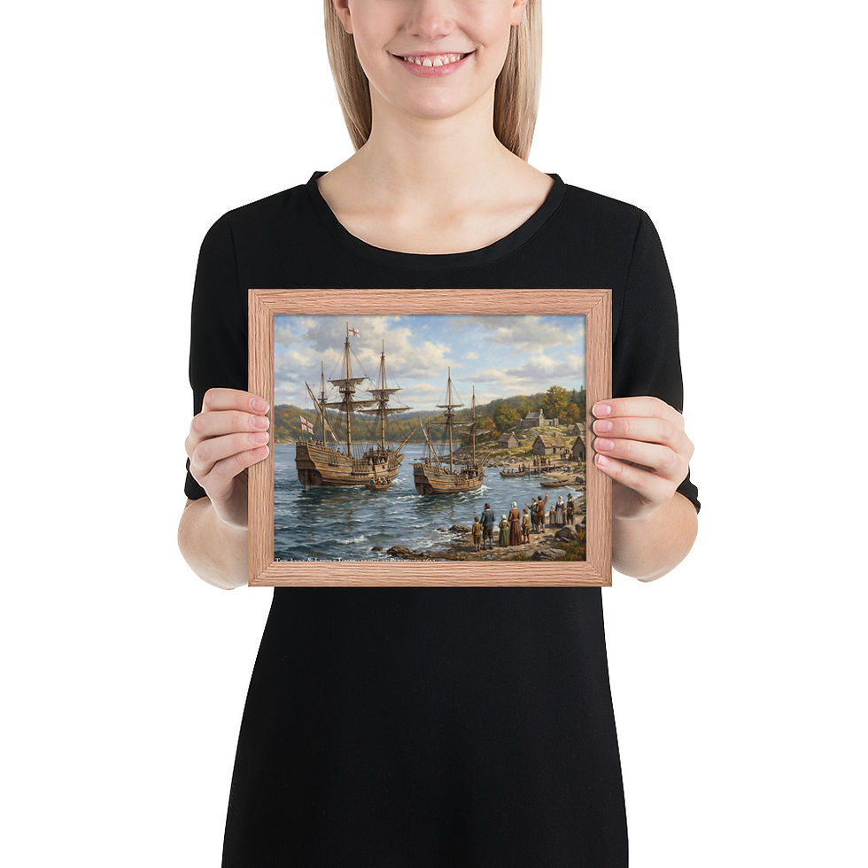 Thumbnail: The Anne & Little James Arrival at Plymouth 1623 Framed poster