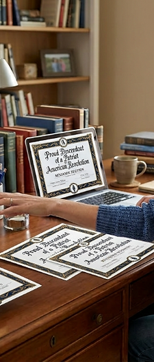 One (1) Personalized Patriot Ancestor Certificate Digital Download