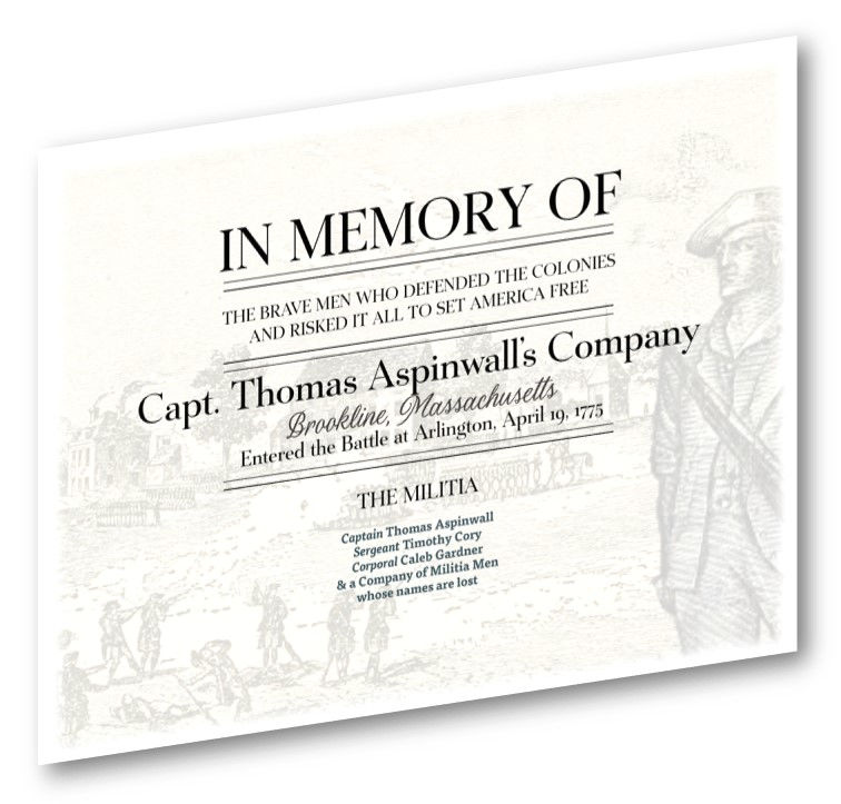 Roster of Capt. Thomas Aspinwall's Company, Brookline, Mass. Militia & Minutemen