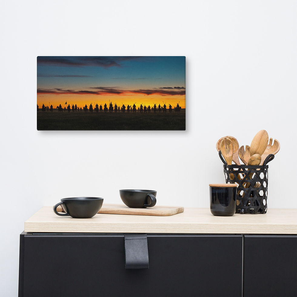 Thumbnail: Native American Silhouettes on the Horizon at Sunset Canvas