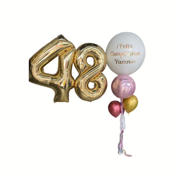 Numero 48 dorado con burbuja