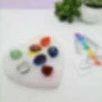 Selenit suport chakre inima cu 7 cristale, unicatshop.ro