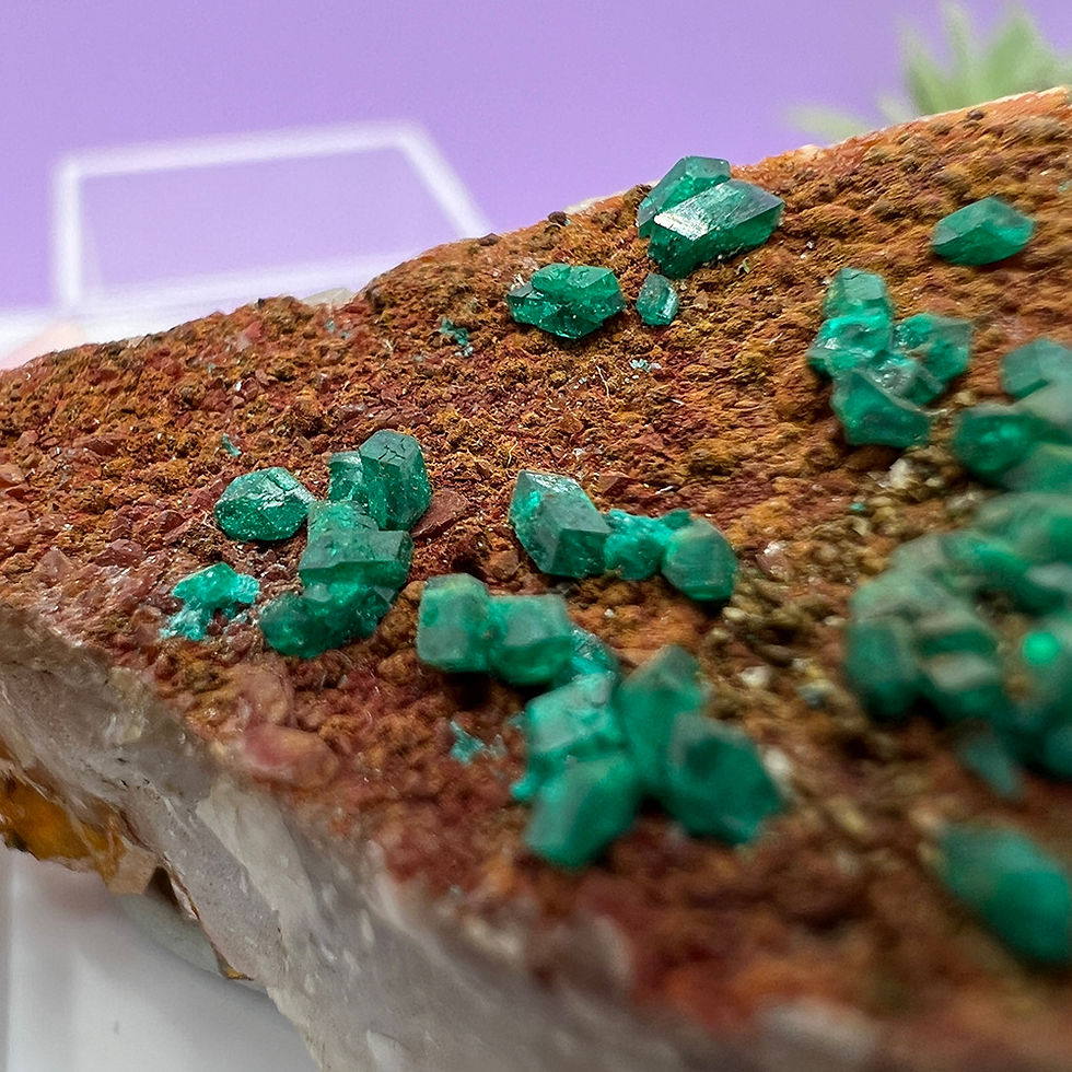 Miniatură: Dioptaz cristale brute mineral Namibia