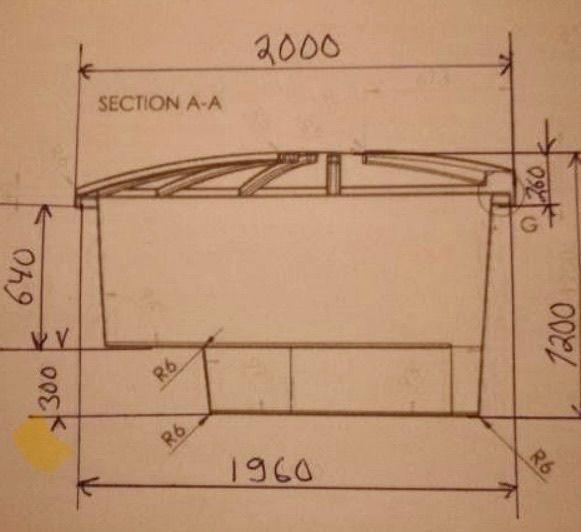 Miniatura: Carcasa interior de la bañera de PVC de 6 mm, 2 m de ancho, color gris.