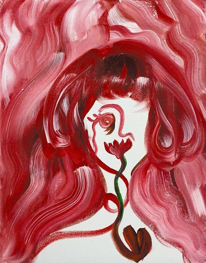 peinture rouge et rose