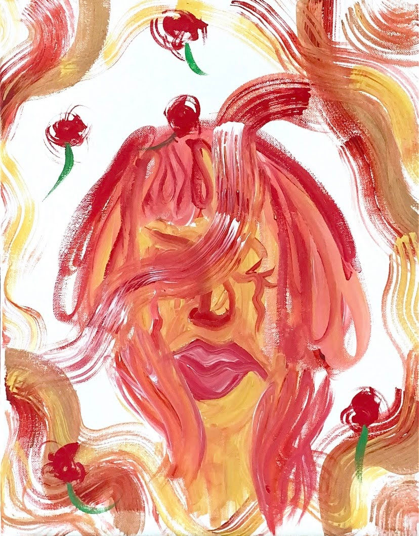 peinture jaune et rouge