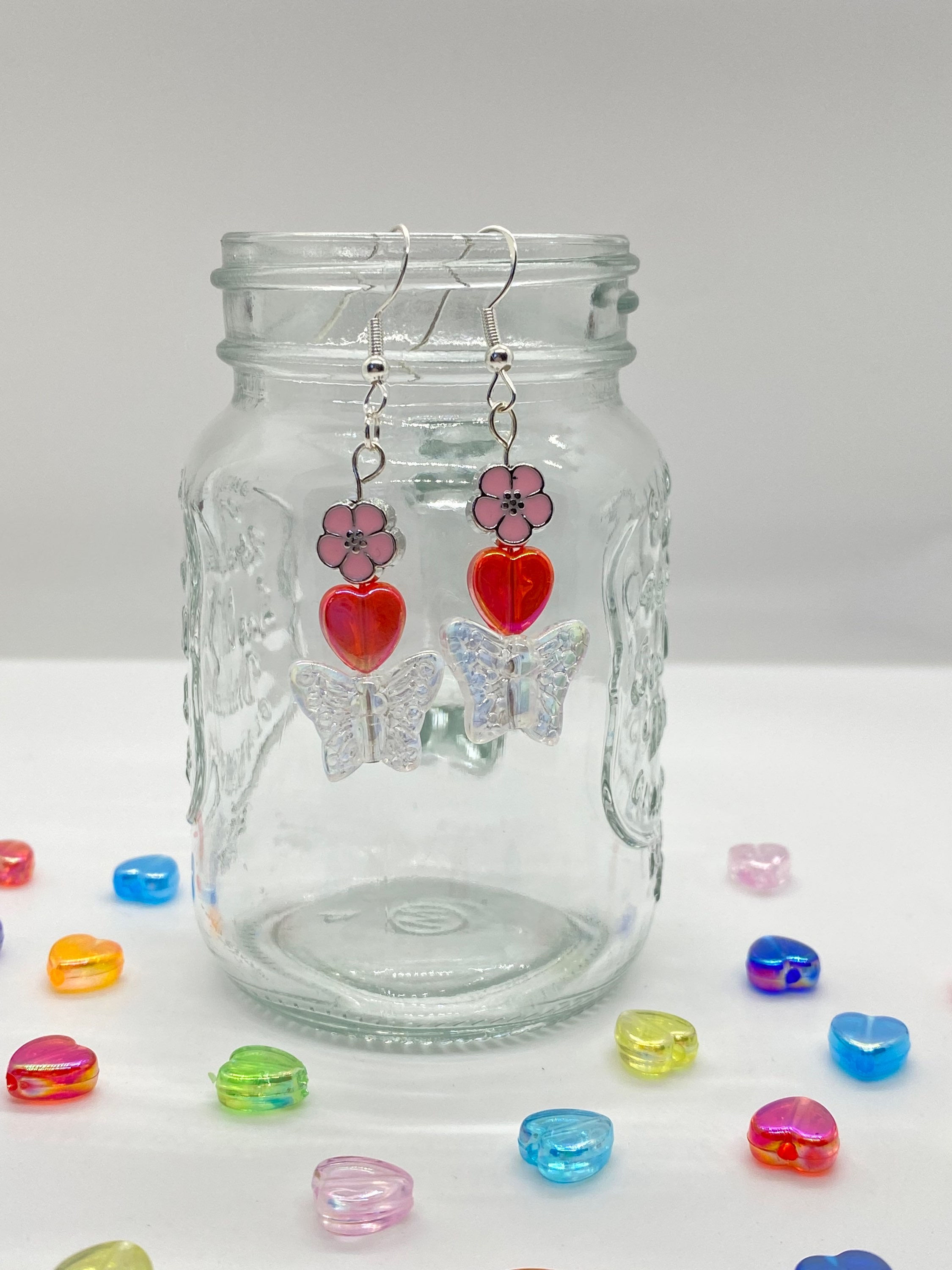 Pink Flower Earrings (1 of a kind)